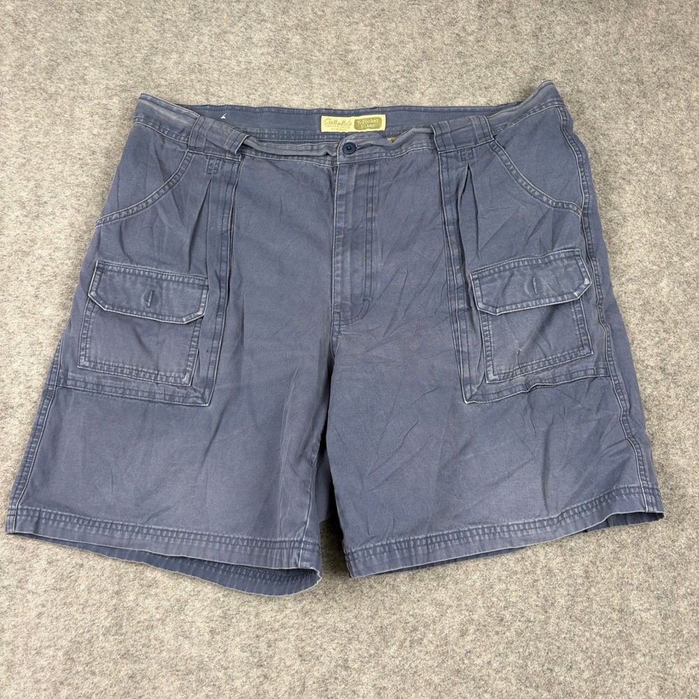 Cabelas 7-Pocket Hiker Shorts Mens 40 Blue Cargo Cotton Canvas Utility Outdoor